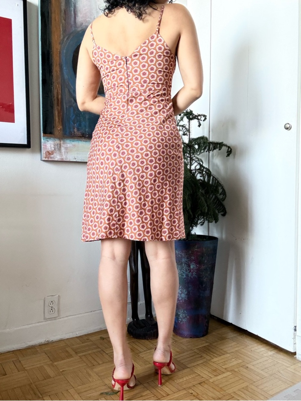 GAP Red Patterned Spaghetti-Strap Mini Dress - Picture 4 of 7